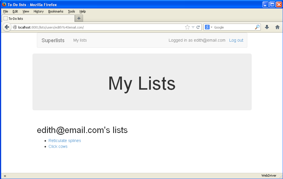 Screenshot of new My Lists page
