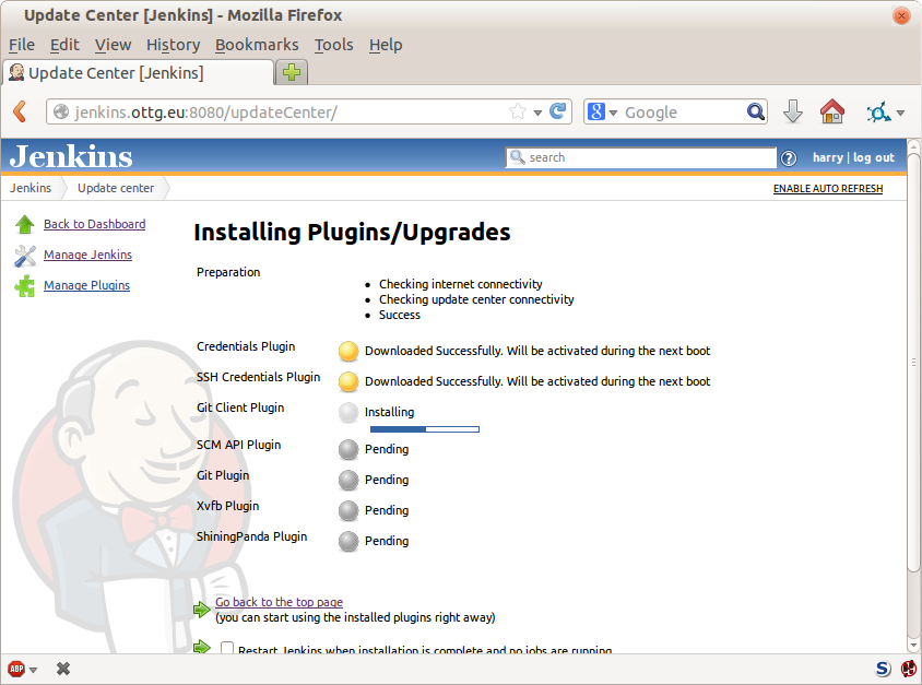 Jenkins installing plugins