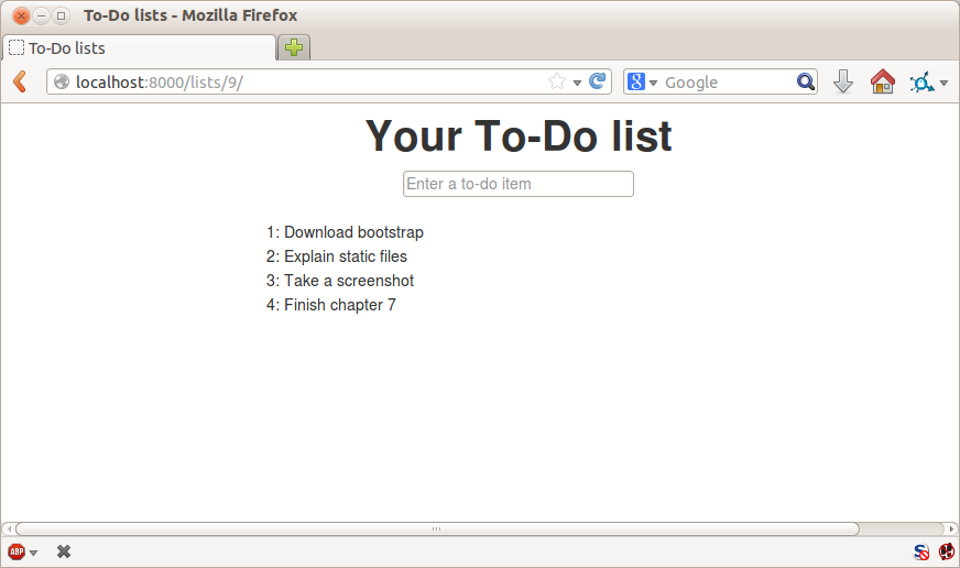 The list page with centered header.