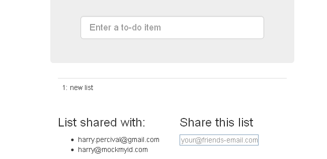 Screenshot of list sharing UI
