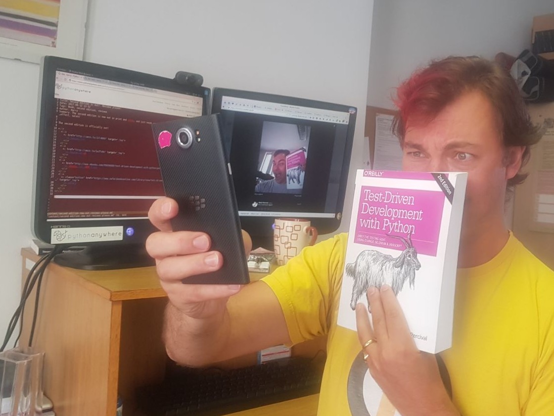 a picture of me attempting a selfie with the book